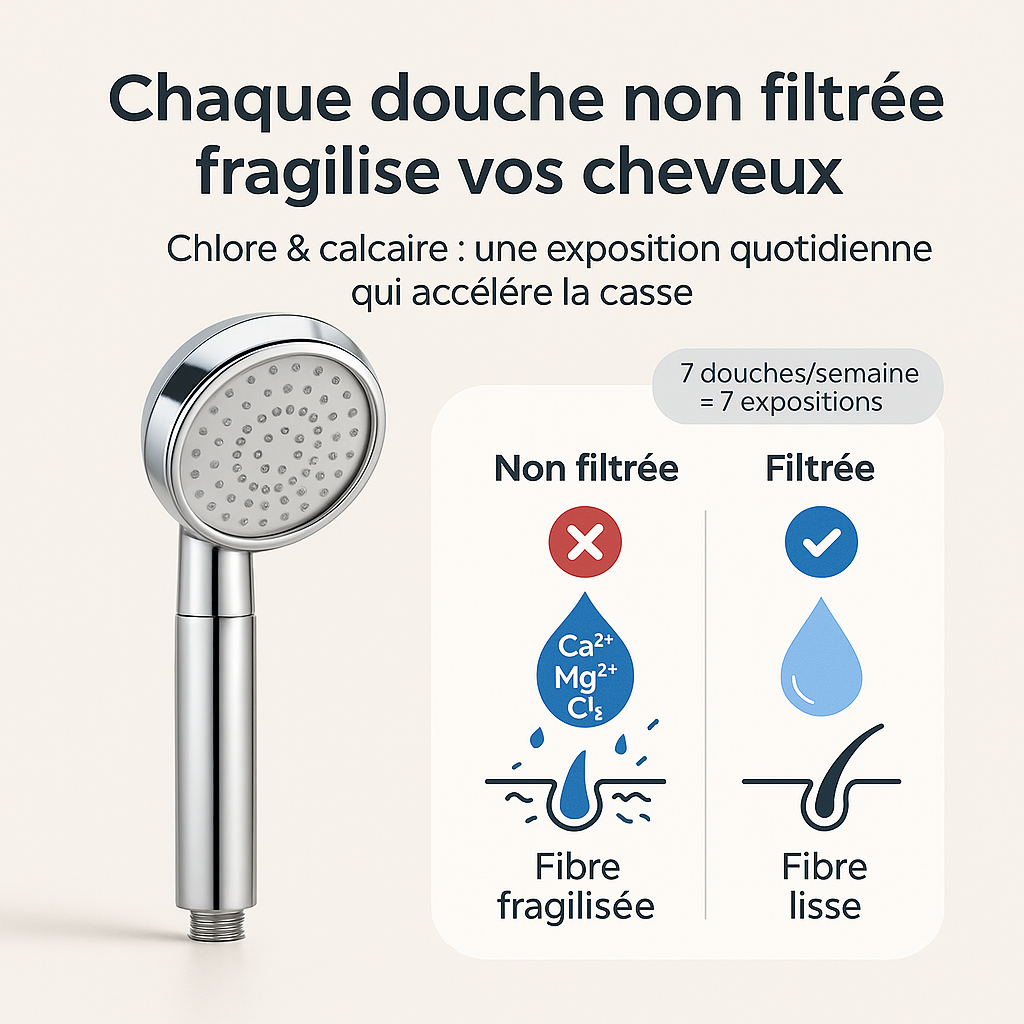 Pommeau filtrant anti chute de cheveux