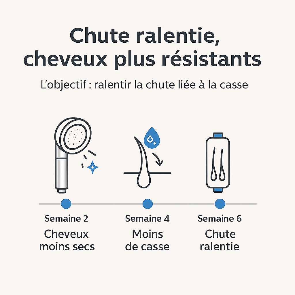 Pommeau filtrant anti chute de cheveux