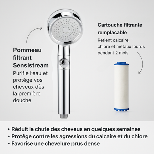 Pommeau filtrant anti chute de cheveux
